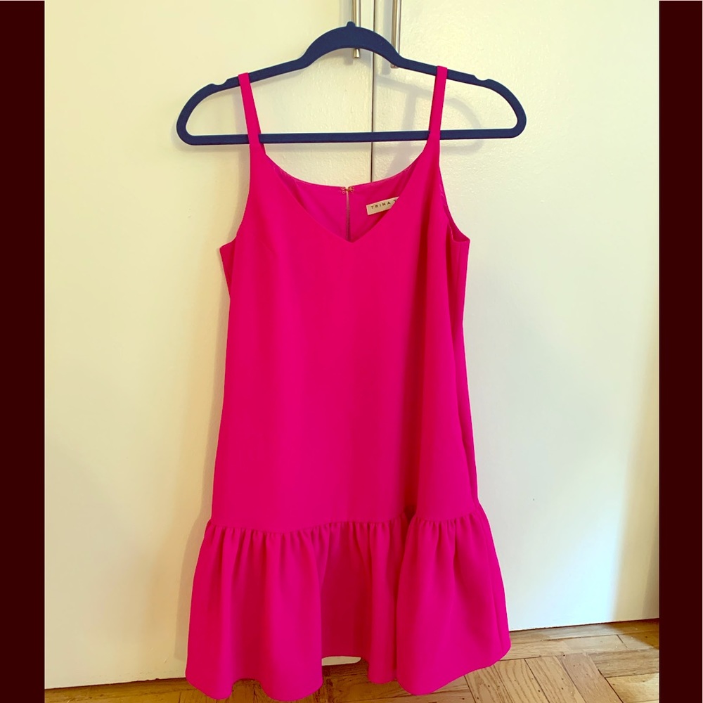 Trina Turk hot pink peplum dress, size 2